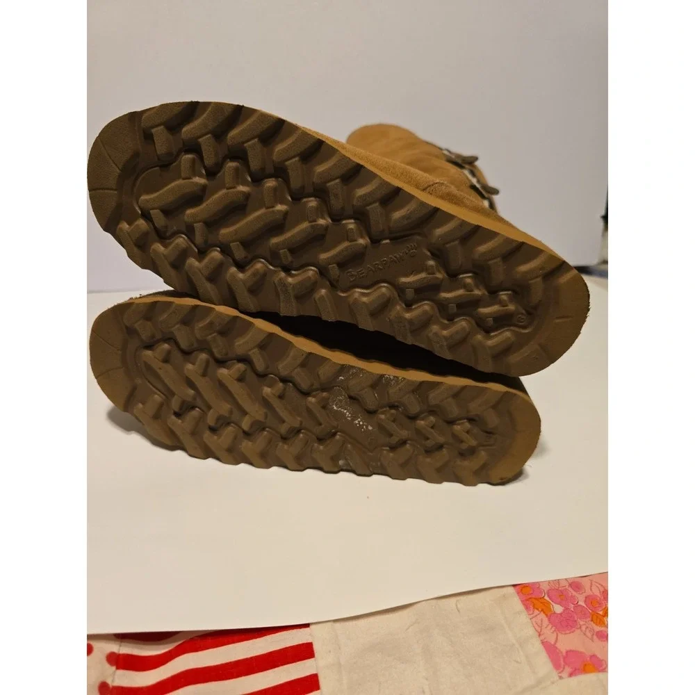 Bearpaw Women Hickory Brown Suede Tall Winter Boots Buckle Detail Wedge Sole‎ 8